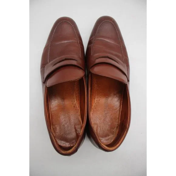 WOLF & SHEPHERD  Brown Ringer Leather Penny Loafers Men's Size 10.5 Dress Shoes - Picture 10 of 12